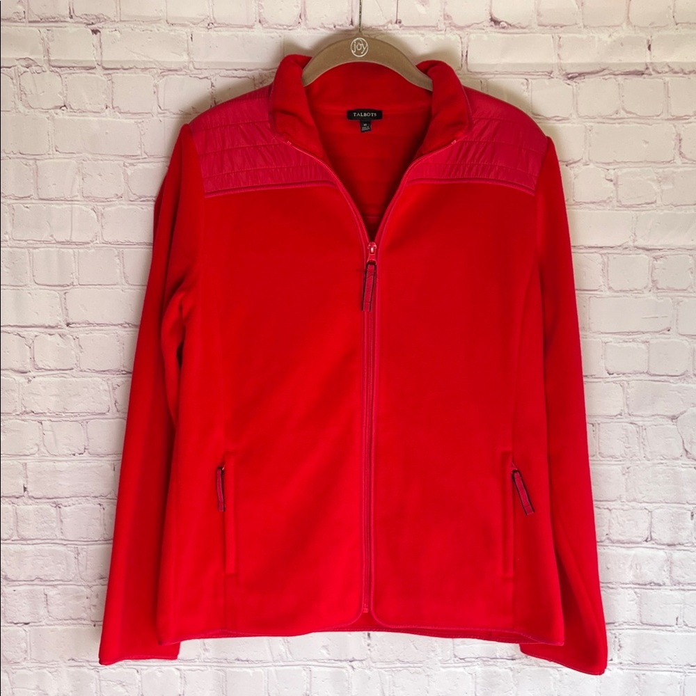 Talbots Women's Red Fleece‎ Zip Up Jacket Woman's Size Medium